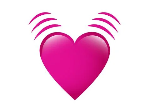 Glossy pink beating heart icon with vibration, movement lines, representing.. Stock Illustration