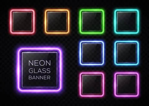 Glossy plastic texture banner set. Colorful square Stock Illustration