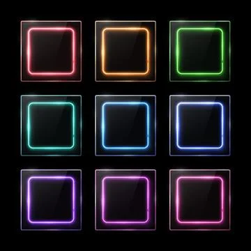 Glossy plastic texture banners set. Square frames. 스톡 일러스트