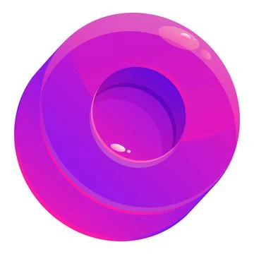 Glossy purple gradient torus floating on white background Ilustração Stock