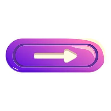 Glossy purple rounded rectangle button with arrow pointing right Stock Illustration