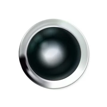 Glossy realistic chrome black button silvery. Technology icon Stock Illustration