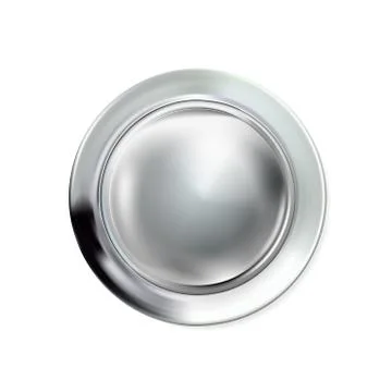 Glossy realistic chrome button silvery. Circle geometric icon technology Stock Illustration