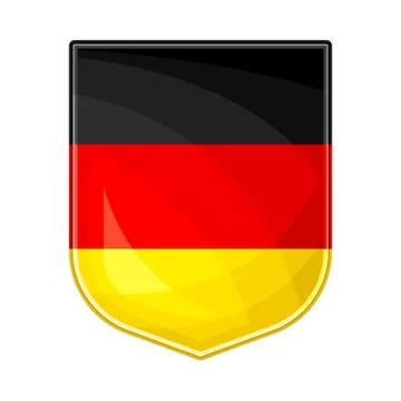 Glossy Rectangular German Badge with National Colors Vector Illustration Stock Illustration