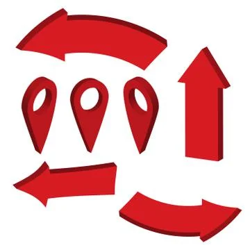 Glossy red 3d arrows. Arrow 3d web curve vector Illustrazione stock