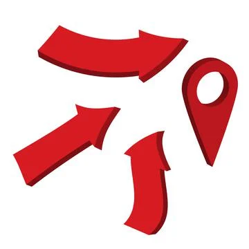 Glossy red 3d arrows. Arrow 3d web curve vector Stock Illustration