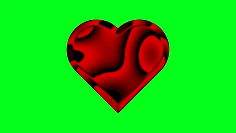 Glossy Red 3D Heart with Liquid Reflections Green Screen Seamless Loop Video Vidéo 340334747
