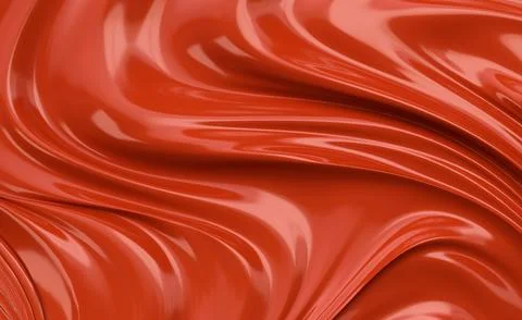 Glossy red abstract background with smooth 3D waves and fluid texture Stock Illustration