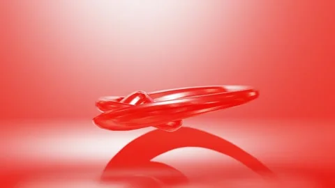 Glossy red abstract figure deforms and rotates. looped animation. 3d render Stock Footage 253676986