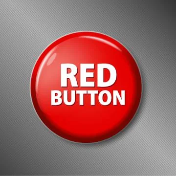 Glossy red button on gray textured background Stock Illustration