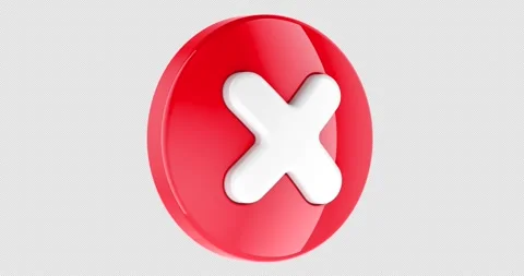 Glossy red cancel button icon rotation animation seamlessly loopable. 3D re.. Stock Footage 327325697