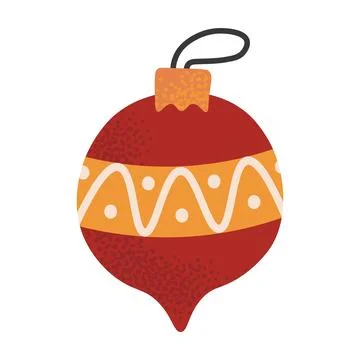 Glossy red Christmas ball ornament with festive shine. Classic holiday deco.. Stock Illustration