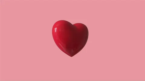Glossy Red Heart on Pink Background 3D Animation Stock Footage 344288452