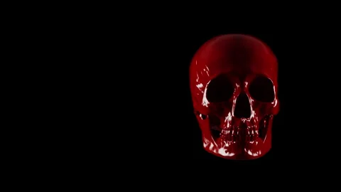 Glossy Red Human Skull Rotating Loop - Horror Halloween 3D Rendering on Black Stock Footage 340222163