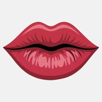 Glossy Red Lips Icon Vector Illustration Ilustración de archivo