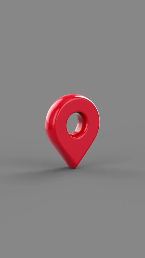 Glossy red location marker on the map fades in and out. Stock Footage 336417907