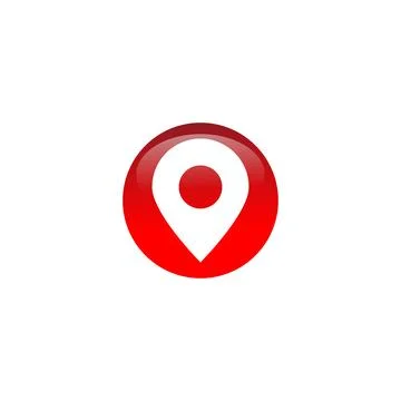 Glossy Red Map Pin Icon GPS Navigation Location Marker 库存插图