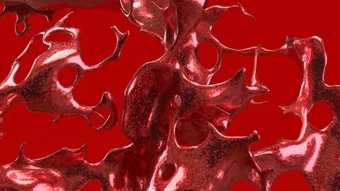 Glossy Red Organic Cellular Network Abstract Background 3d render. Stock Illustration