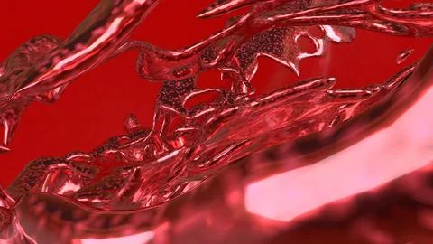 Glossy Red Organic Cellular Network Abstract Background 3d render. Stock Illustration