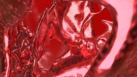 Glossy Red Organic Cellular Network Abstract Background 3d render. Stock Illustration