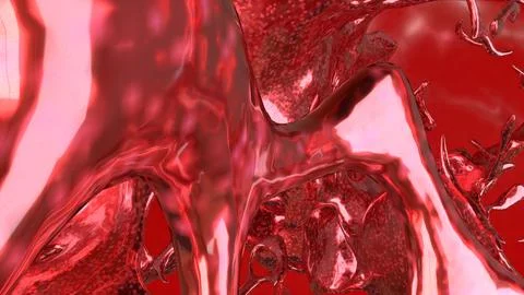 Glossy Red Organic Cellular Network Abstract Background 3d render. Stock Illustration
