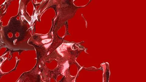 Glossy Red Organic Cellular Network Abstract Background 3d render. Stock Illustration