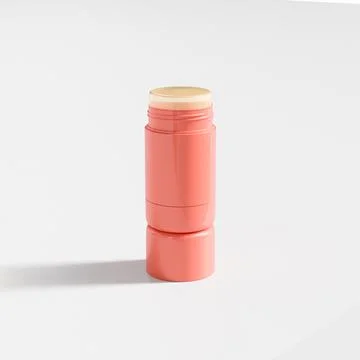 Glossy red plastic Sunscreen Stick Tubes with clear translucent cap Stock Illustration