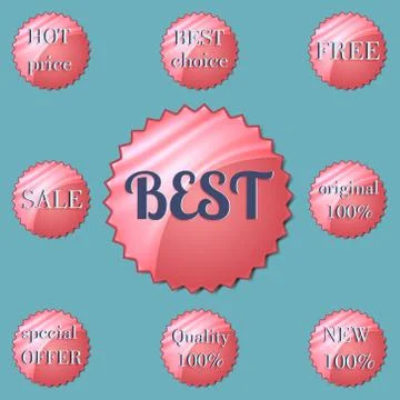 Glossy red round Special Offer stickers. Stock Illustration
