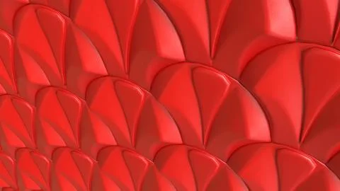 Glossy Red Scallop Wall Pattern 3d render. 스톡 일러스트