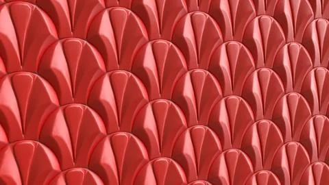 Glossy Red Scallop Wall Pattern 3d render. 스톡 일러스트
