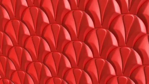 Glossy Red Scallop Wall Pattern 3d render. イラスト素材