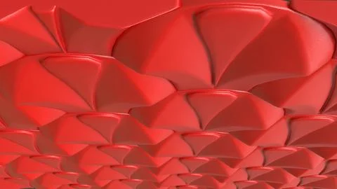 Glossy Red Scallop Wall Pattern 3d render. Stock Illustration