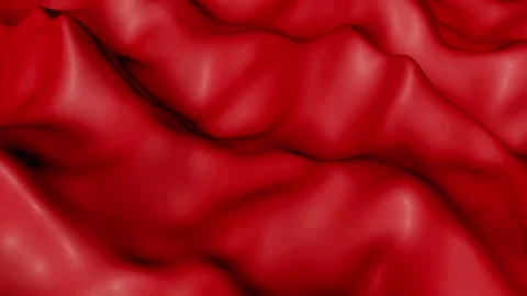 Glossy red surface waving. Abstract wave background. 3D rendering Stock Footage 95414294