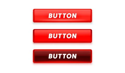 Glossy Red Web Buttons Set with Hover States. Stock Illustration