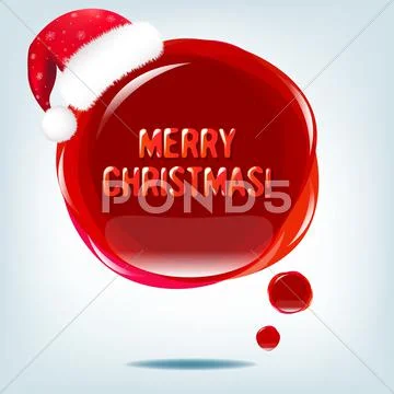 Glossy red xmas cloud bubble speech Stock Illustration