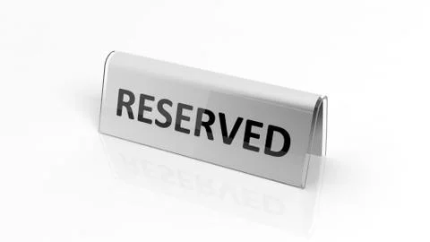 Glossy reservation sign, isolated on white background. Stock Photos