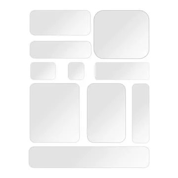 Glossy Rounded Rectangle Shape Set, White Gradient Frosted Glass Button Box.. Stock Illustration