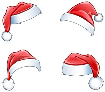 Glossy santa hats Illustrazione stock