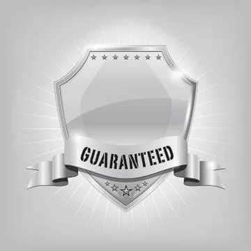 Glossy security silver shield - GUARANTEED Stock Illustration