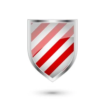 Glossy shield with red and black pattern. Security and protection concept. Cyber Stock Illustration