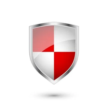 Glossy shield with red and black pattern. Security and protection concept. Cyber Stock Illustration