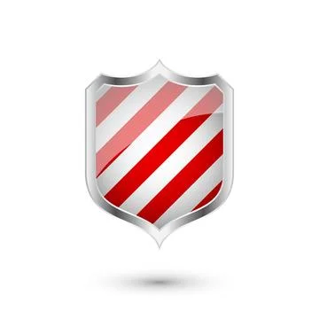 Glossy shield with red and black pattern. Security and protection concept. Cyber 스톡 일러스트