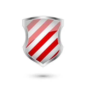 Glossy shield with red and black pattern. Security and protection concept. Cyber 스톡 일러스트