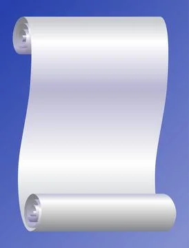 Glossy shiny realistic scroll in white color on gradient blue color backgroun Stock Illustration