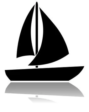 Glossy ship silhouette with drop shadow Stock Illustration