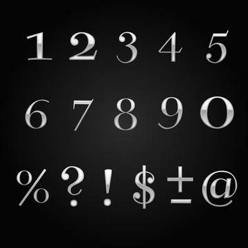 Glossy silver font design set over black Stock Illustration