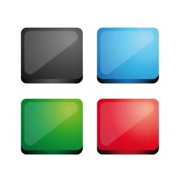Glossy square 3d plastic speech bubble vector set Stock Illustration