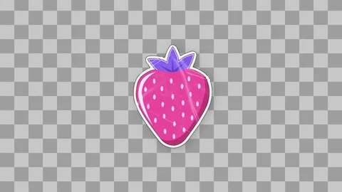 Glossy Strawberry Sticker Stock After Effects