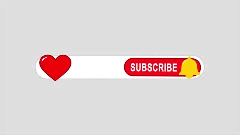 Glossy subscribe overlay with heart icon bell notification and alpha Stock Footage 331019502