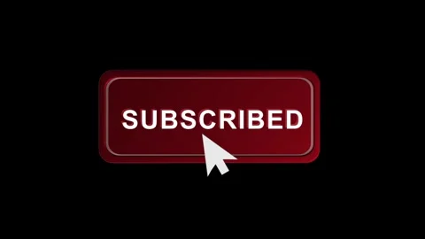 Glossy subscription button visual bold red panel, white subscribe label, mouse p Stock Footage 340574873